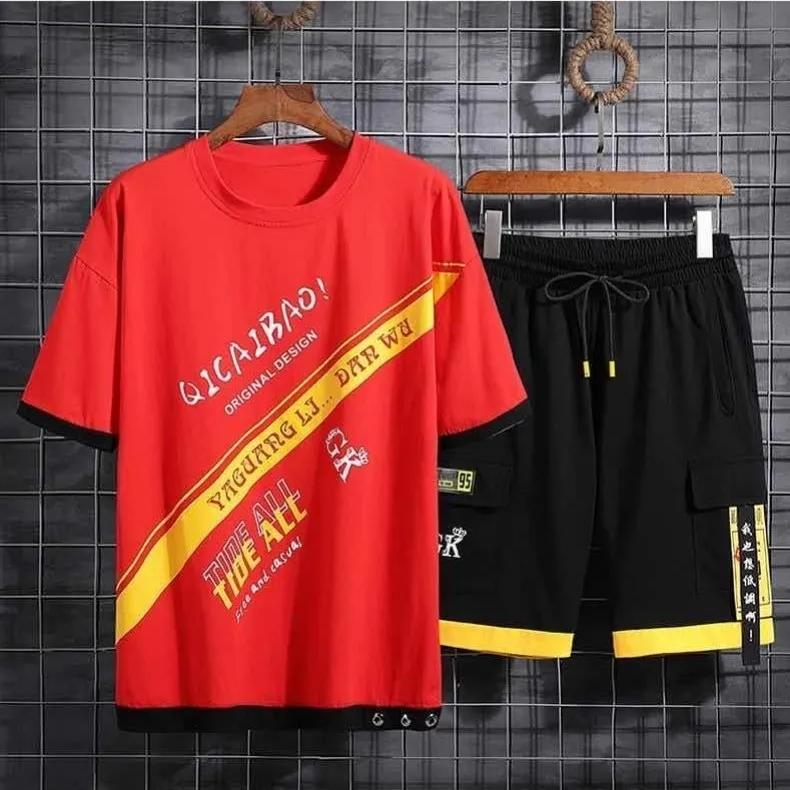 Suit Men's Summer Short-sleeved Shorts Casual Sports Suit Junior High School Male Students Korean Version Loose Two-piece Suit