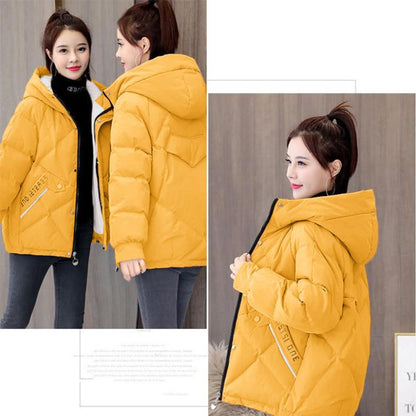 Women's Mid-length Down Jacket Winter Korean Loose Cotton Clothes Casual Hooded Padded Jacket