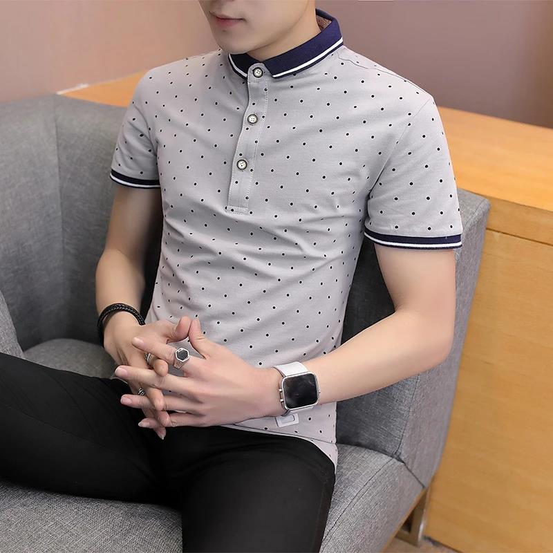 Summer Cotton Men's Shirt Short-sleeved T-shirt Lapel Half-sleeved Youth Self-cultivation Bottoming T-shirt