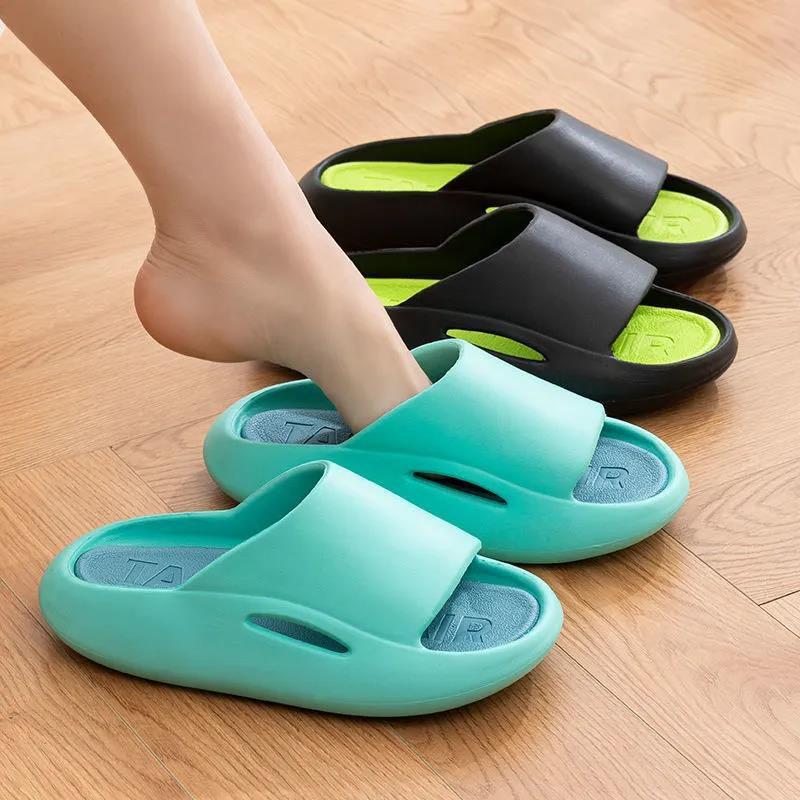 Thick-soled Slippers Women's Summer Outdoor Wear Home Indoor Super Soft Non-slip High-end Simple Couple Sandals and Slippers Men