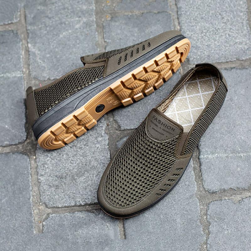 Spring Summer Cloth Shoes Men's Breathable Casual Canvas Shoes Tendon Soles Deodorant Breathable Lazy Net Shoes