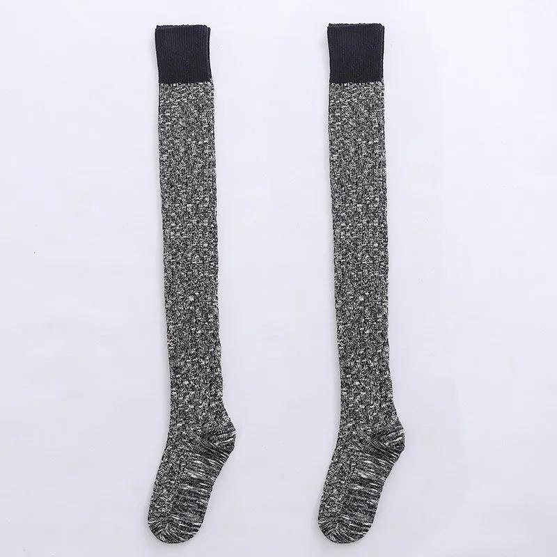 Over The Knee Paddler Female Thickened Plus Legs Student Thick Wool Knit Autumn and Winter Warm High Tube Thigh Socks