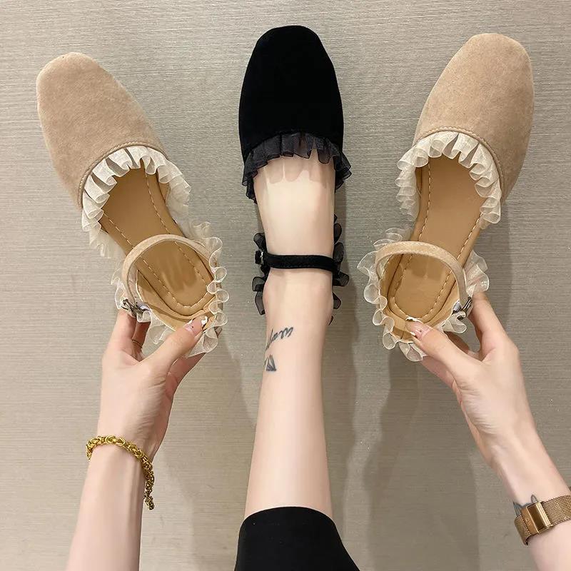 Fairy Flat Summer Baotou Women's Sandals Student Lace Buckle Fashion Women's Single Shoes Hollow