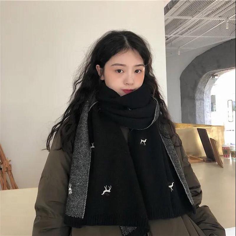 Winter Imitation Cashmere Scarf Fashion Embroidery Ladies Scarf Thick Warm Long Scarf Shawl Christmas Gift