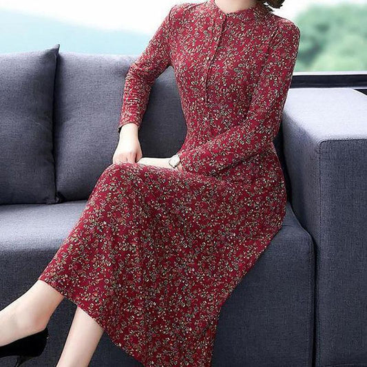 High-end Western Style Long-sleeved Dress Spring Autumn and Winter Middle-aged Women's Temperament Long Skirt