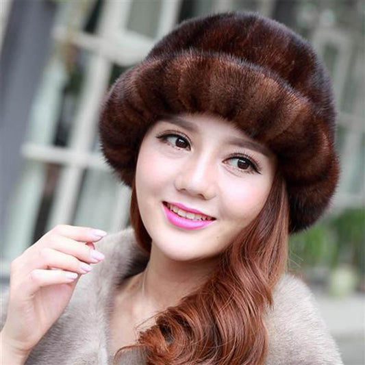 Winter Imitation Mink Hat Female Middle-aged and Elderly Hat Mink Fur Hat Fur Mother Pot Hat Top Hat