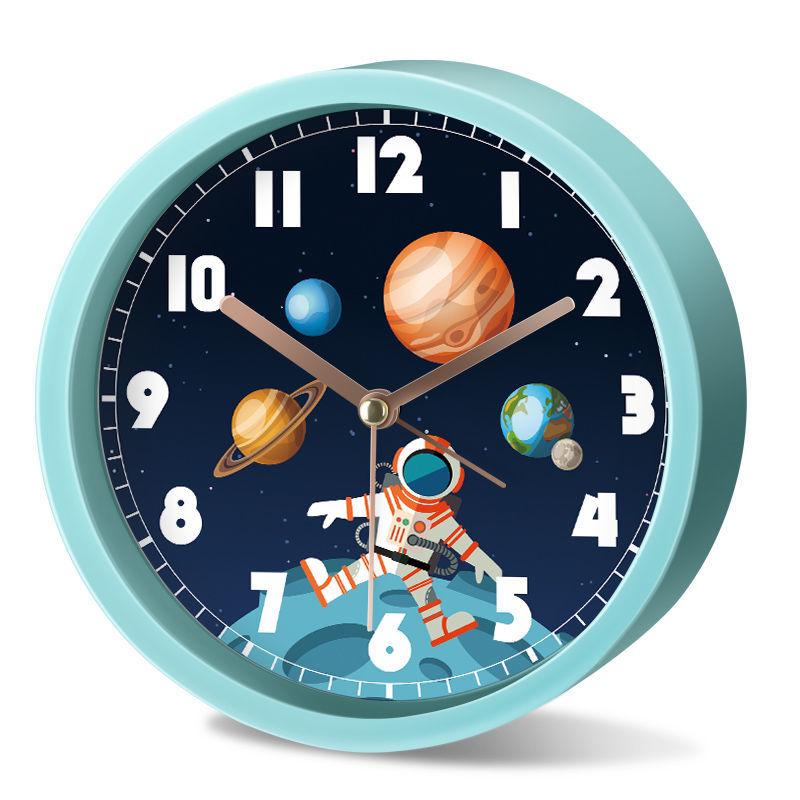 Starry Universe Astronaut Rocket Student Boy Children Cartoon Small Alarm Clock Bedside Mute Clock