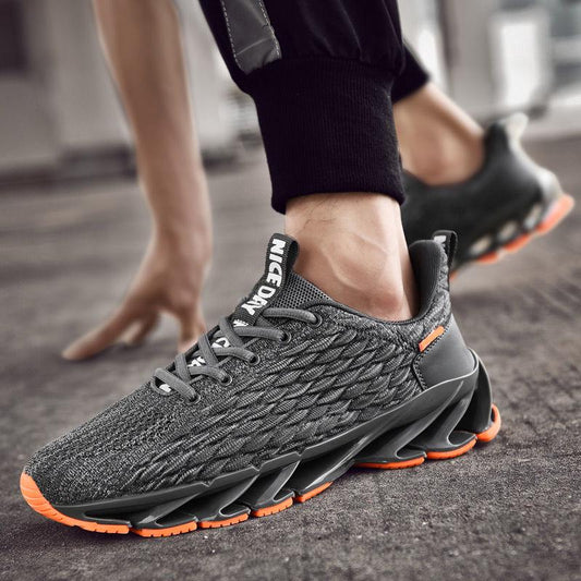 Men's Shoes Sports Casual Running Breathable Rubber Lace-up Mesh Shoes Has Elasticity Reduce Vibration