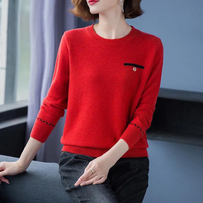 Spring Pullover Knit Bottoming Shirt Ladies Short Sweater Casual Versatile Outer Top Autumn