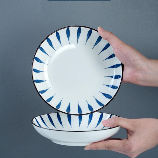 Two-piece Ceramic Tableware Simple Disc Fruit Plate Underglaze Ceramic Plate High Temperature Baking