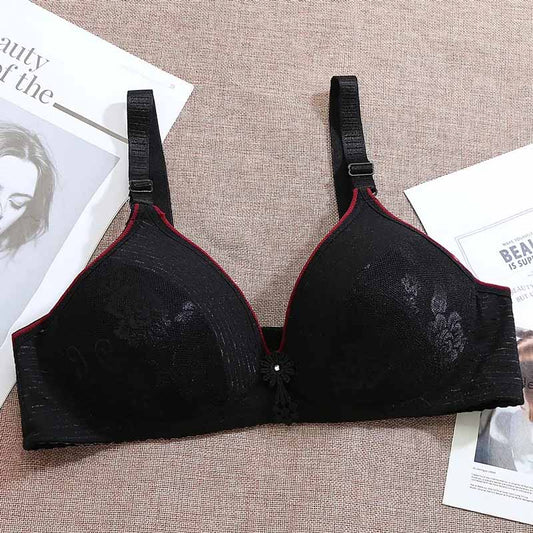 Thin Section No Steel Ring Underwear Large Size Sexy Bra Anti-sagging Soft and Fashionable Jacquard Bra