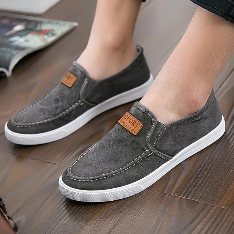 Spring Breathable Old Beijing Cloth Flat Shoes Slip-on Canvas Shoes Non-slip Casual Sport Sneakers Lazy Shoes Work Men's Shoes