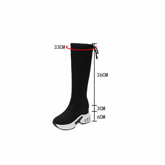 Over-the-knee Boots, Women's Inner Heightening Elastic Socks Shoes Long Tube Wild Thin High Tube Socks Heel Height 6cm