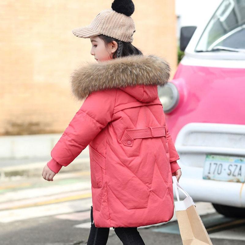 Girls' Winter Warm Cotton Coat Mid-length Plus Velvet Padded Cotton Jacket Korean Fashion Windproof Jacket