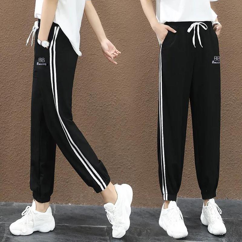 Ice Silk Cotton Sweatpants Spring and Summer Female Students Korean Version of Loose Wild Thin Casual Nine-point Harlan Pants