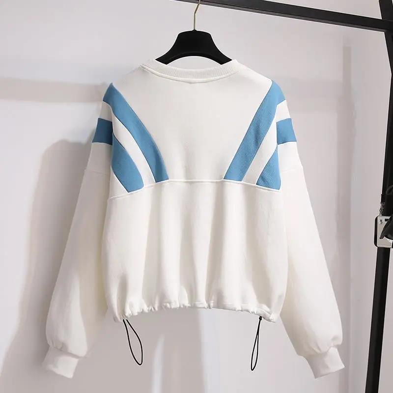 Fashion Oversized  Women Harajuku Crewneck Sweatshirt Lettered Embroidery Printing Loose Korean Pullovers