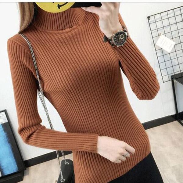 High Collar Sweater Winter Knitting Sweaters Large Size Sweater Skirt Woman Medium and Long Section