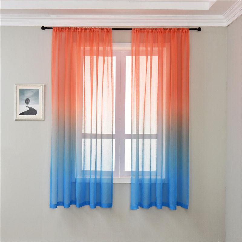 Curtain Gauze Anti-mosquito Fly Linen Gauze Printed Curtain Bay Window Balcony Household Room Partition Curtain Bedroom Perforated Curtain