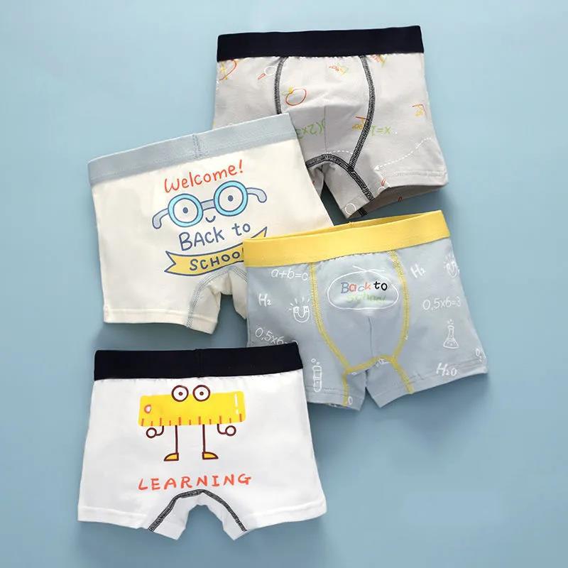 4pcs/Lot Boys Boxer Briefs Kids Cotton Underwear Baby Boy Underpants Teenager Cartoon Print Soft Children Panties 2-14T 2021 New