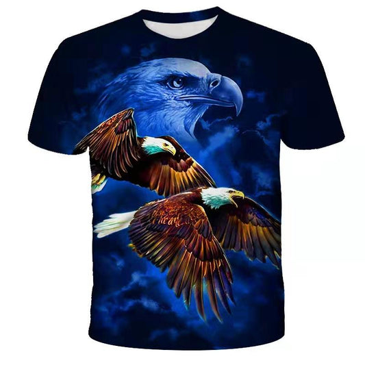 Men's 3D Eagle Printed T-shirt Casual Sport Tees Spring Summer Short Sleeve Tops Plus Size S-5XL