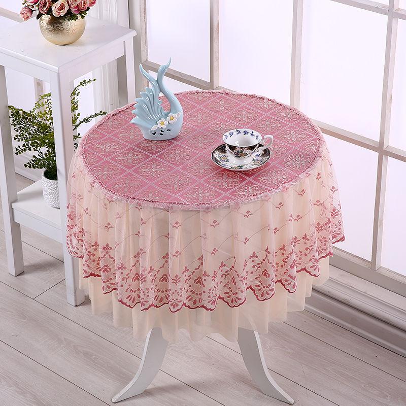 European-style Lace Round Table Cloth Household All-inclusive Round Coffee Table Cover Towel Cover Cloth Round Table Cloth Table Cover