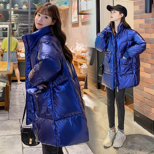 Glossy Down Women's Cotton-padded Jacket Winter Korean Style Loose Cotton-padded Jacket Student Bread Jacket