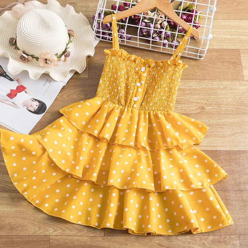 HE Hello Enjoy Girls Dresses Teenagers Dot Sling Princess Cake Elegant Children Kids Clothes Girl Dress 4 8 10 Years