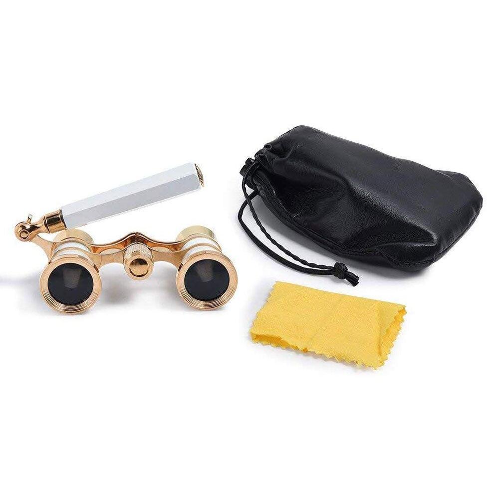 Horse Racing Opera Theater 3X25 Glasses Binocular Telescope with Handle/Accessory Kit Women Elegant Fashion Telescope