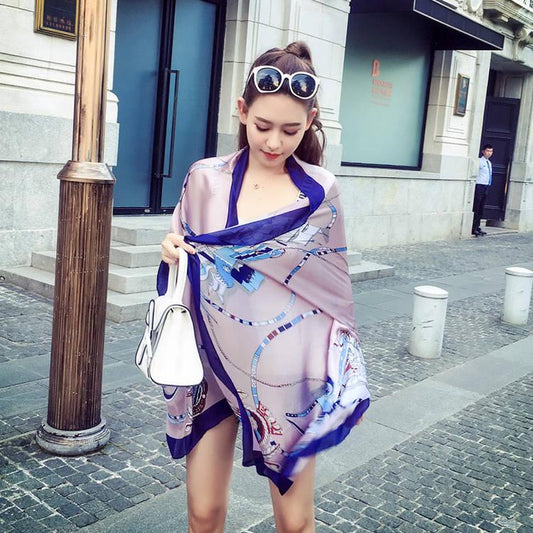 Scarves for Women Ladies Fashion Chiffon Scarf Ink Painting Silk Shawl Scarves Women Accessories