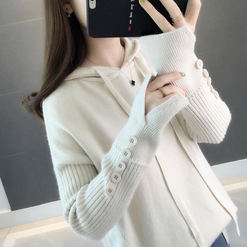 Outer Wear and Inner Hooded Sweater Fall and Winter Student Fashion Trend Loose Sweater Pullover Women Sweater