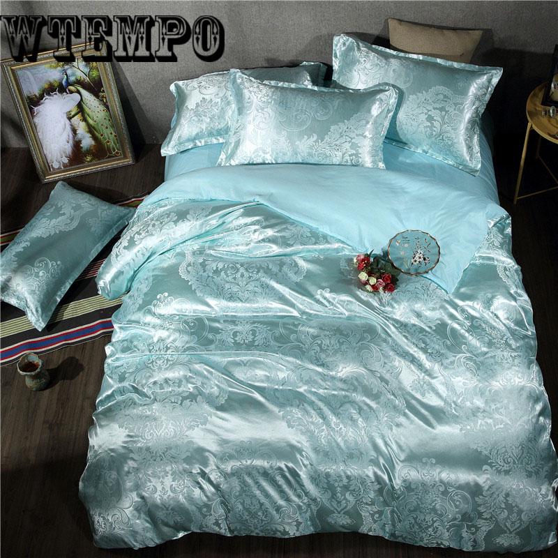 Satin Luxury Jacquard Bedding Set Yarn Dyed Duvet cover Bed Spread Pillowcase Queen King