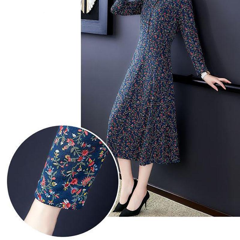 High-end Western Style Long-sleeved Dress Spring Autumn and Winter Middle-aged Women's Temperament Long Skirt