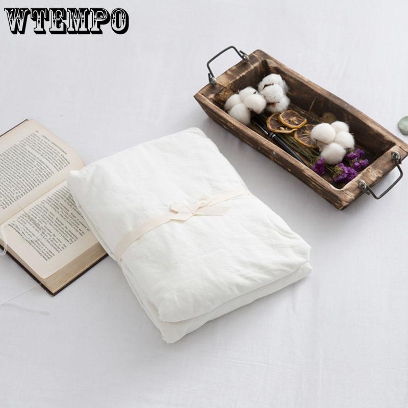 Nordic Feng Shui Washed Cotton Sheets Single Bed Double Bed Spring Summer Thin Pure Color Soft Bedding