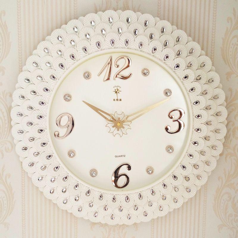 Living Room Mute Clock Wall Clock European Style Wall Watch Bedroom Clock Round Quartz Clock Home Wall Hanging