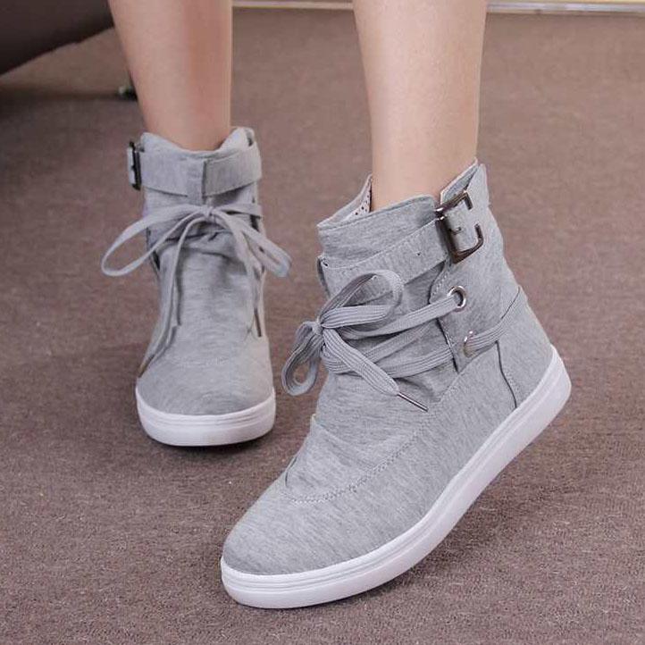 Women's Spring and Autumn High-top Canvas Shoes Solid Color Non Slip Short Boots Flat Martin Boots Casual Single Ankle Boots