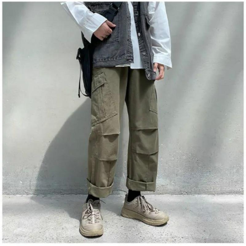 Men's Pants, Men's Tide, All-match Loose Straight-leg Pants, Spring and Summer Multi-pocket Overalls, Casual Pants