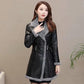 Winter Women's Leather Fashion Fur Coat Lamb Fur Coat Plus Velvet Thickening Medium Long Large Size Leather Coat