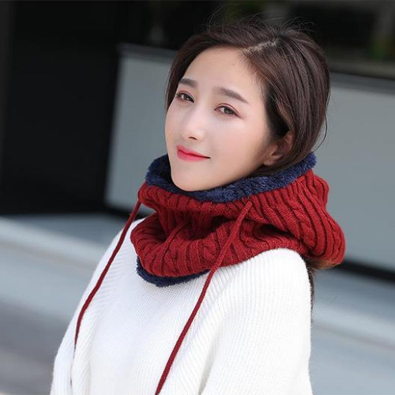 Women's Knitted Winter Hats Warm Skullies Beanies Pompoms Winter Caps for Women Winter Thick Beanies Caps One Piece Scarf Hats Set Facial Protection