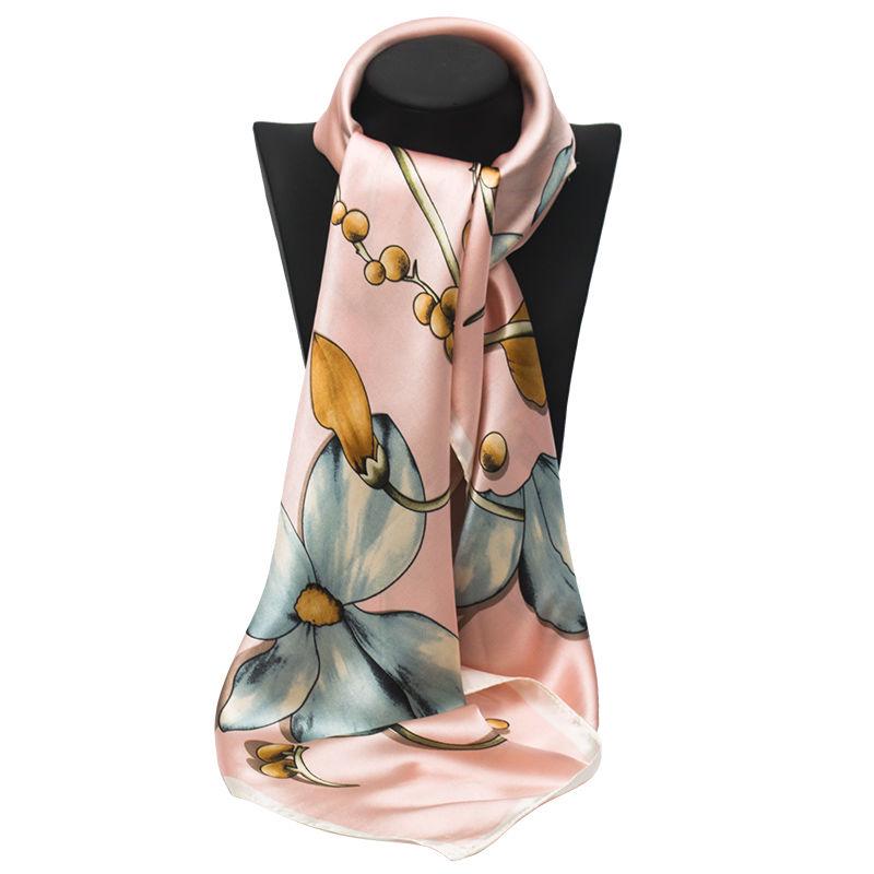 Square Silk Scarf 90*90cm Women Flowers Big Bandana Hijab Head Satin Silk Scarves Shawl