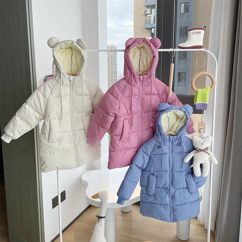 Children's Padded Jacket Boys Korean Mid-length Padded Jacket Women's Middle and Small Children Down Padded Jacket Thick Winter