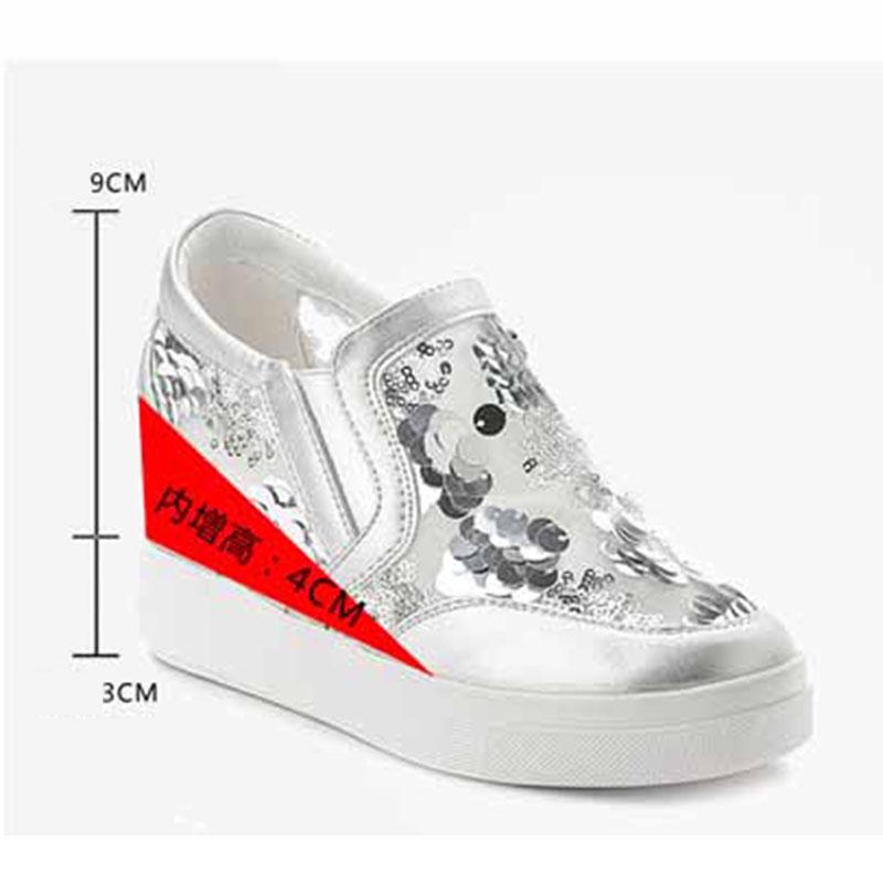 Women's Wedge Sneakers Casual Increased Hollow Breathable Mesh  Sequins Sneakers Women's Platform  Shoes