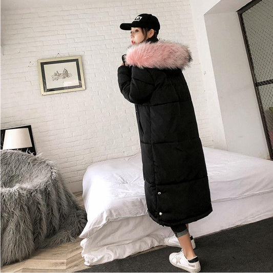 Over The Knee Long Women's Winter Padded Jacket Super Fire Student Forest Loose BF Cotton Jacket