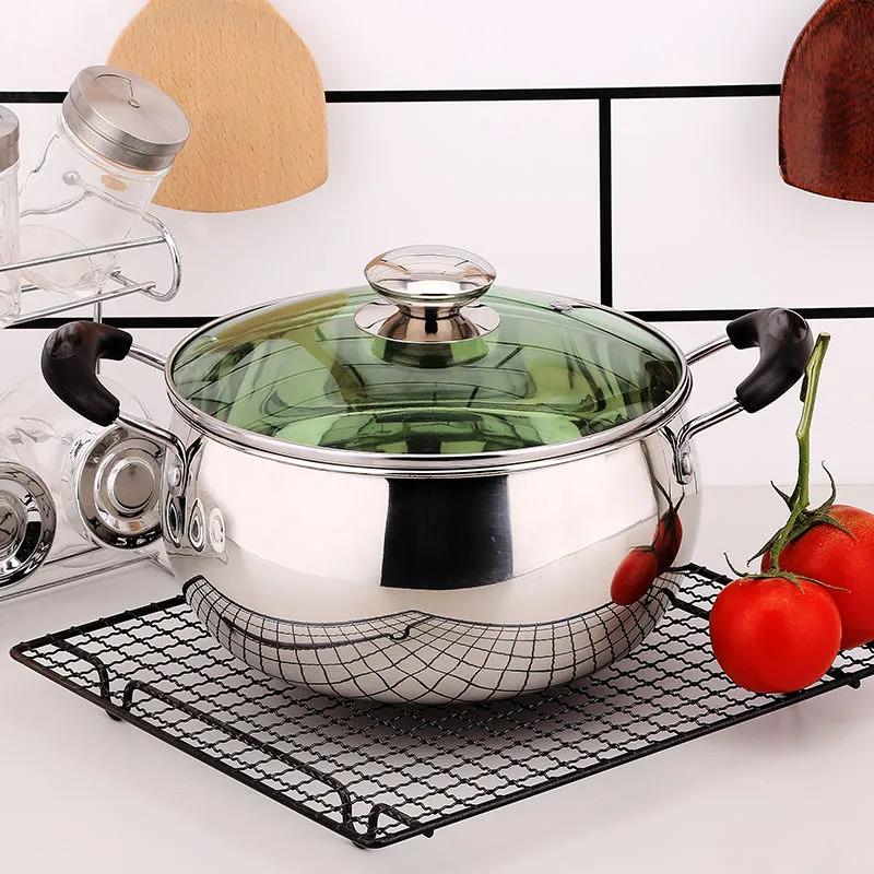 Extra-thick and Large-capacity Stainless Steel Soup Pot Household Soup Stew Pot for Cooking Porridge Noodle Milk Pot Induction Cooker