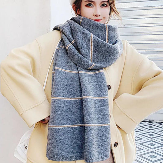 Scarf Female Winter Style Korean Wild British Winter Cute Girl Thickened Autumn and Winter Scarfs