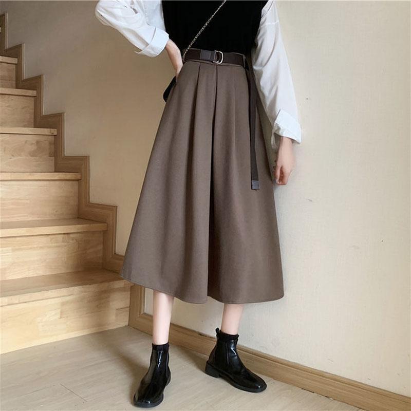 Skirts Womens Black A-line Skirt Spring Summer High Waist Pleated Skirt Female Solid Color Mid-length Skirt with Sashes