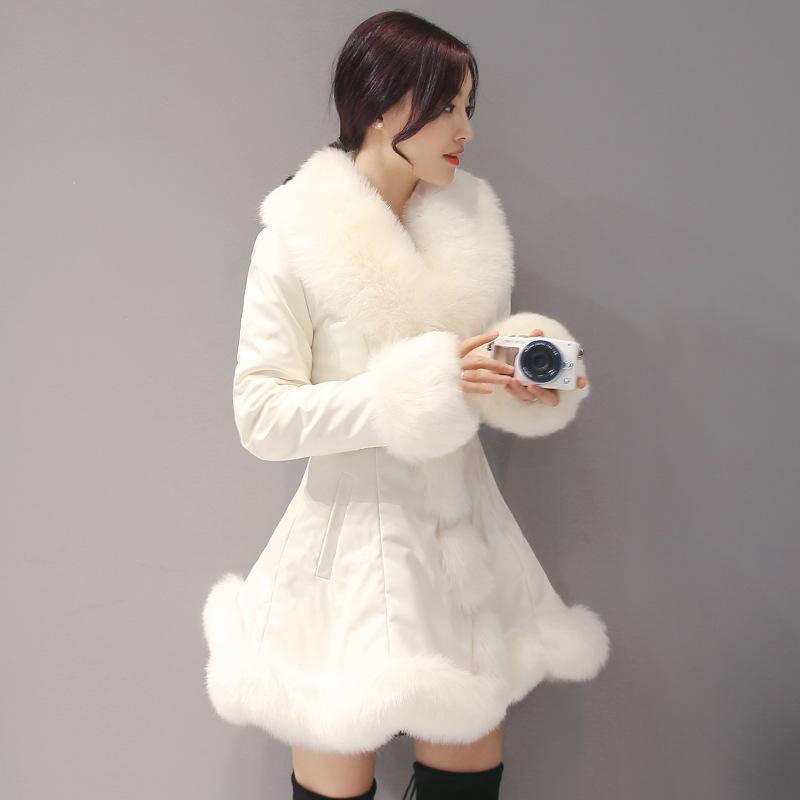 Winter Fashion Fox Fur Grass Woman Coat Plush Thickening Medium Length Women's Leather Coat Medium Length Plush Thin Rabbit Hair Coat Plus Size