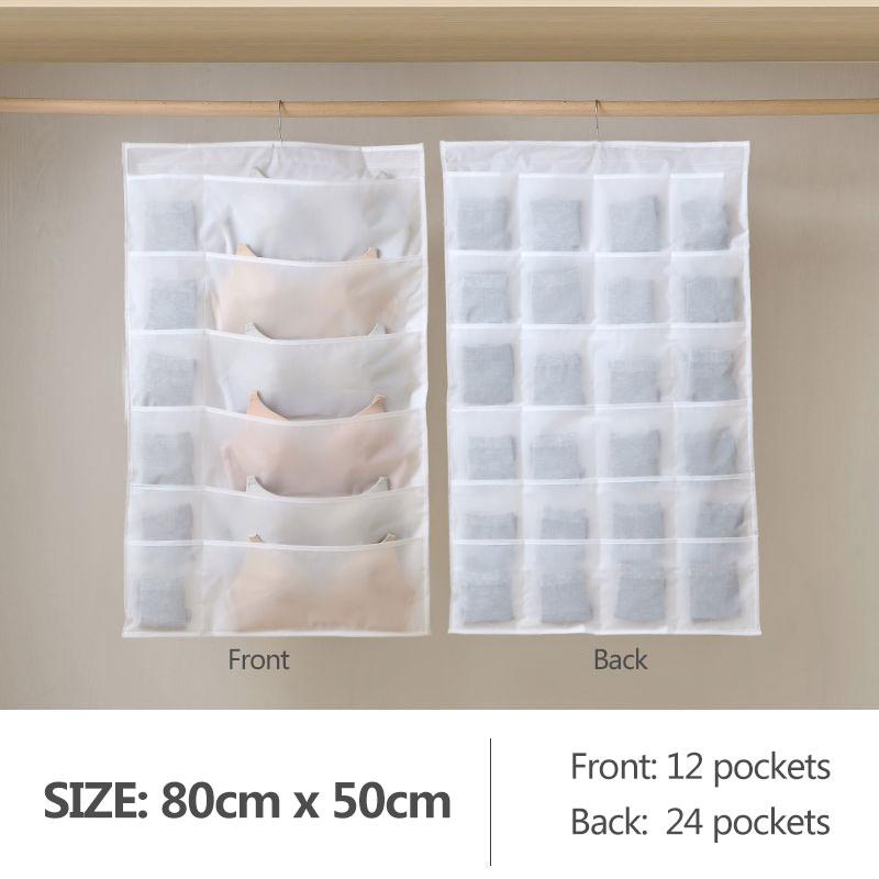 36 Pockets Underwear Storage Hanging Bag Panties Bra Socks Dust Bag Double-sided Fabric Hanging Wardrobe Artifact Wall Hanging Dormitory Storage Bag