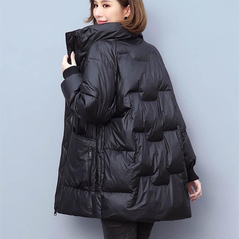 Down Padded Jacket Women Winter Thick Padded Jacket Mid-length Fashion Loose Collar Padded Jacket