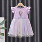 Baby Girl Summer Dress Sleeveless Girl Western Style Mesh Cartoon Dress Summer