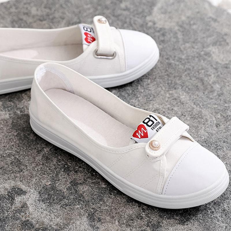 Canvas Shoes Female Students Korean Version of The Breathable White Shoes Low-cut Shallow Mouth Flat Casual Shoes A Pedal Female Net Shoes